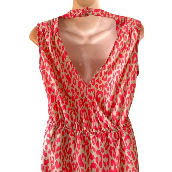 Romeo & Juliet Tan & Coral Sleeveless Tunic Top V-Neck V-Back Size Medium Womens - Picture 5 of 8